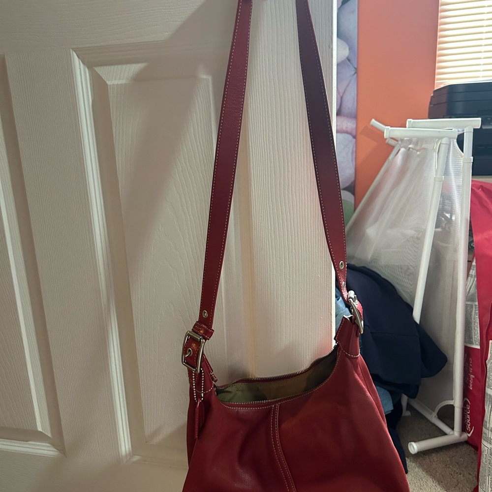 Coach Red Leather Shoulder Bag
